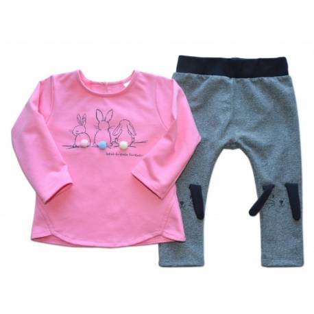 K-Baby Tepláková súprava Best Friends - ružová/melírek grafit