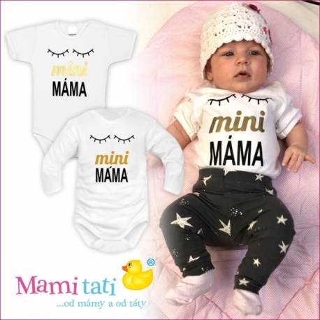 Body krátky rukáv Dejna Spiace oči Mini mama - biele, vel. 80