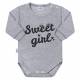 Kojenecké body s dlouhým rukávem New Baby Sweet girl šedé