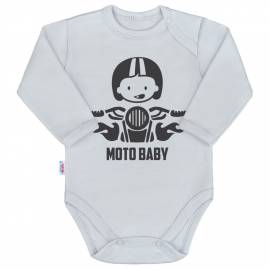 Body s potiskem New Baby Moto baby šedé