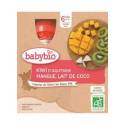 BABYBIO Pyré kiwi, mango, kokosové mlieko (4x 90 g) - ovocný príkrm