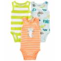 CARTER'S Body bez rukávov Stripes Animals chlapec 3ks 12m