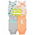 CARTER'S Body bez rukávov Stripes Animals chlapec 5ks 12m