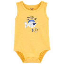 CARTER'S Body bez rukávov Yellow Fish chlapec 24m