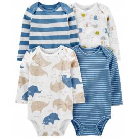 CARTER'S Body dlhý rukáv Blue Animals chlapec 4ks NB/ veľ. 56