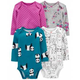 CARTER'S Body dlhý rukáv Turquoise Panda dievča 4ks NB/ veľ. 56