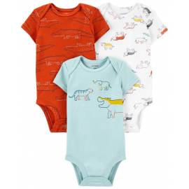 CARTER'S Body krátky rukáv Multicolor Dino chlapec 3ks 6m