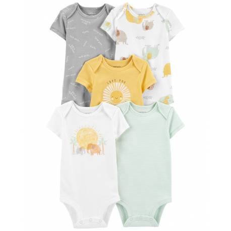 CARTER'S Body krátky rukáv Yellow & Grey neutrál 5ks 24m