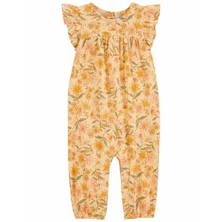 CARTER'S Overal bez nožičiek kr. rukáv Yellow Floral dievča NB