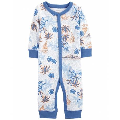 CARTER'S Overal bez nožičiek na cvoky Sleep&Play Blue Palm chlapec 3m