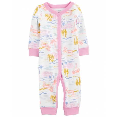 CARTER'S Overal bez nožičiek na cvoky Sleep&Play Pink Palm dievča 3m