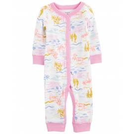 CARTER'S Overal bez nožičiek na cvoky Sleep&Play Pink Palm dievča 6m