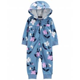 CARTER'S Overal bez nožičiek s kapucňou Blue Floral dievča NB/ veľ. 56