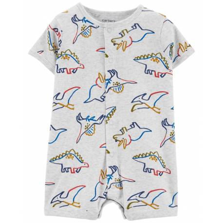 CARTER'S Overal letný krátky rukáv Grey Dino chlapec 3m