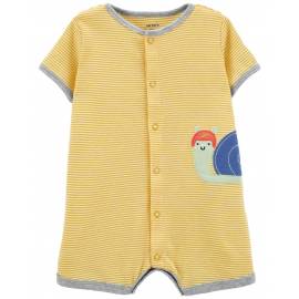 CARTER'S Overal letný krátky rukáv Yellow Snail chlapec NB/ veľ. 56