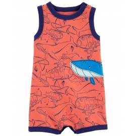 CARTER'S Overal letný Orange Whale chlapec 12m