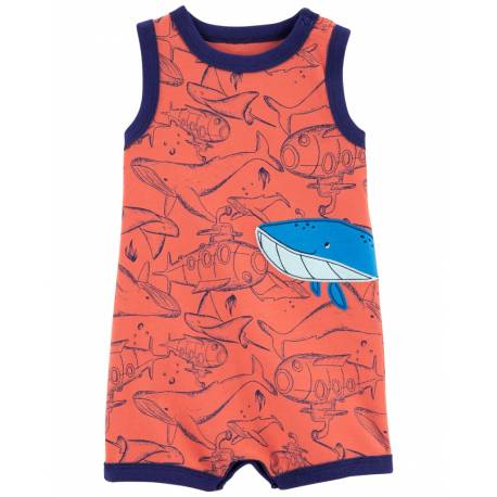 CARTER'S Overal letný Orange Whale chlapec 6m