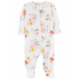 CARTER'S Overal na zips Sleep&Play White Flowers dievča NB/veľ. 56