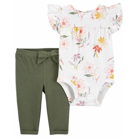 CARTER'S Set 2dielny body kr. rukáv, legíny Ivory Floral dievča 3m