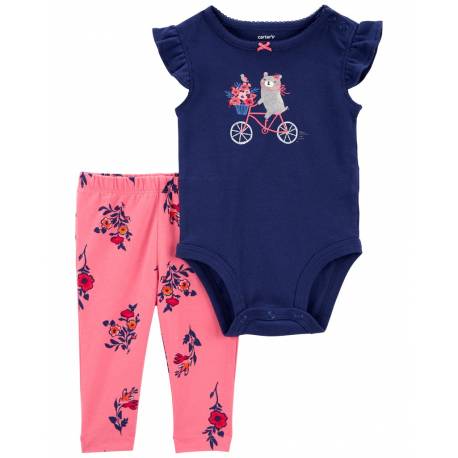 CARTER'S Set 2dielny body kr. rukáv, legíny Navy Bike dievča 12m