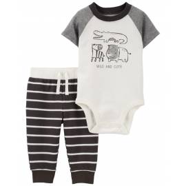 CARTER'S Set 2dielny body kr. rukáv, tepláky Black Animals chlapec 18m