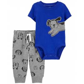 CARTER'S Set 2dielny body kr. rukáv, tepláky Blue Dog chlapec 12m