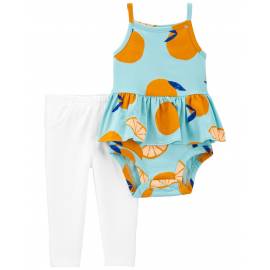 CARTER'S Set 2dielny body na ramienka, legíny Blue Orange dievča 6m