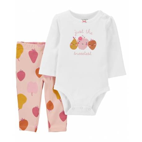 CARTER'S Set 2dielny legíny, body dl. rukáv Pink Fruits dievča NB/ veľ. 56