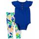 CARTER'S Set 2dielny legíny, body kr. rukáv Cobalt Floral dievča 24m