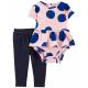 CARTER'S Set 2dielny legíny, body kr. rukáv PinkBlue Dots dievča 3m