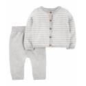 CARTER'S Set 2dielny sveter, nohavice Grey Stripes neutrál 12m