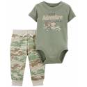 CARTER'S Set 2dielny tepláky, body kr. rukáv Green Camo chlapec 9m