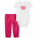 CARTER'S Set 2dielny tepláky, body kr. rukáv Pink Watermelon dievča 3m