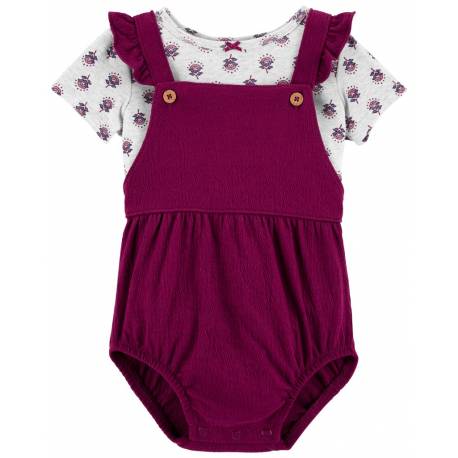 CARTER'S Set 2dielny tričko kr. rukáv, nohavičky na traky Purple Flowers dievča 3m