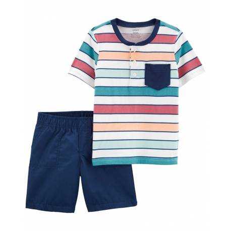 CARTER'S Set 2dielny tričko kr. rukáv, kraťasy Color Stripes chlapec 12m