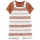 CARTER'S Set 2dielny tričko kr. rukáv, kraťasy na traky Brown Stripes chlapec 12m