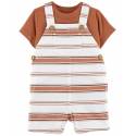 CARTER'S Set 2dielny tričko kr. rukáv, kraťasy na traky Brown Stripes chlapec 12m