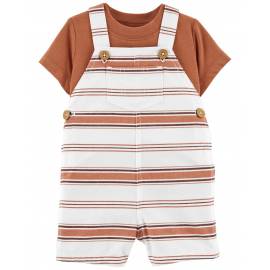 CARTER'S Set 2dielny tričko kr. rukáv, kraťasy na traky Brown Stripes chlapec 6m