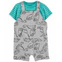 CARTER'S Set 2dielny tričko kr. rukáv, kraťasy na traky Grey Dinos chlapec 24m