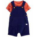 CARTER'S Set 2dielny tričko kr. rukáv, kraťasy na traky Navy Orange chlapec 12m