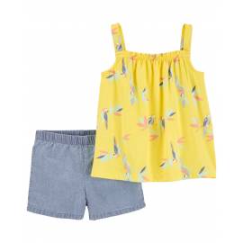 CARTER'S Set 2dielny tričko na ramienka, kraťasy Yellow Birds dievča 9m