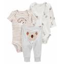 CARTER'S Set 3dielny body kr. rukáv, body dl. rukáv, tepláky Grey Koala neutrál LBB 24m