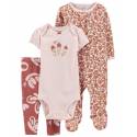 CARTER'S Set 3dielny body kr. rukáv, overal, legíny Pink Floral dievča LBB 6m