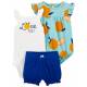 CARTER'S Set 3dielny body na ramienka, body kr. rukáv, kraťasy Blue Orange dievča 12m