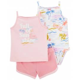 CARTER'S Set 3dielny body na ramienka, tielko, kraťasy Pink Sunshine dievča 12m