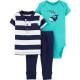 CARTER'S Set 3dielny body, tričko krátkyrukáv, nohavice Whale chlapec LBB 9 m /veľ. 74
