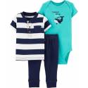 CARTER'S Set 3dielny body, tričko krátkyrukáv, nohavice Whale chlapec LBB 9 m /veľ. 74