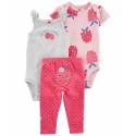 CARTER'S Set 3dielny legíny, body kr. rukáv, body na ramienka Pink Raspberry dievča 12m