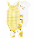 CARTER'S Set 3dielny legíny, body kr. rukáv, body na ramienka Yellow Sunflower dievča 12m