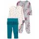 CARTER'S Set 3dielny overal, legíny, body dl. rukáv Grey Floral NB/ veľ. 56